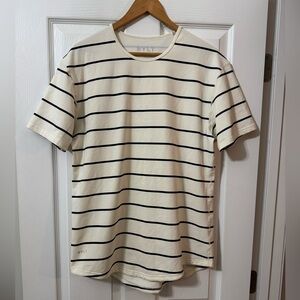 BYLT Drop Cut Short Sleeve Tee Size Large Ivory/Navy